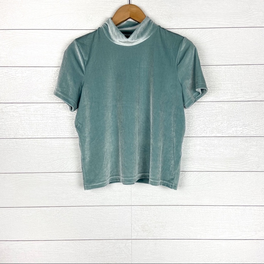 Madewell Velvet Mockneck Tee Top Green